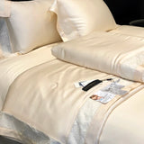 Popxstar  Lyocell Bamboo Fiber Luxury Embroidery Summer Quilt Soft Silky Thin Comforter Blanket With Bed Sheet Pillowcases Bedding Set