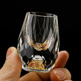 Popxstar  6pcs 15ml Luxury Crystal Glass Whisky Sake Shochu Bar Liqueur Gold Foil Glass Drinkware Set Hard Liquor Wine Glass Tea Cup Gifts