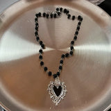Popxstar Forever Love Heart Shape Pendant Women Necklace Metal Heart Epoxy Resin Beads Charm Beaded Link Chain Girls Necklace Jewelry