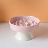 Elevated Cat Bowls Ceramic Slow Feeder Bowls Neck Protection Non-Slip Spill-Resistant for Dogs Cats Water Bowl