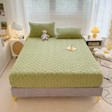 Popxstar  Winter Warm Fitted Sheet Milk Velvet Bed Cover Solid Color Thickened Mattress Protector for Bedroom Living Room Mattress Cover