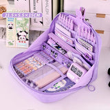 Popxstar Extra Large Capacity Pencil Case - Durable Polyester Multi-Compartment Organizer for School Supplies Portable Design Students