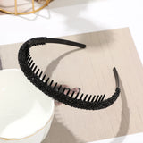 Popxstar Non-slip Rhinestone Hair Hoops Bands Women Toothed Elastic Headbands For Women Shiny Luxury Hair Hoops Bezel Accessories
