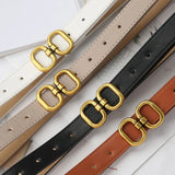 Popxstar Fashion Pu Leather Belt For Women Designer Metal Buckle Waist Strap Female Jeans Dress Trouser All-match Decorative Waistband