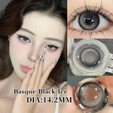 Popxstar  2Pcs Kroean New Colored Contact Lenses with Prescription Myopia Degree 0.00- 8.00 Black Eye Soft Lens Eye Beauty Pupil