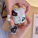 Popxstar  cartoon lovely black cat soft earphone case cute pendant for apple airpods 2 3 pro 2nd wireless bluetooth charging box capa fall
