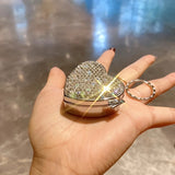 Popxstar  1pc Heart-Shaped Pill Organizer Diamond-Studded Portable Case for Vitamins Medication Weekly Travel Pill Box Portable Compact