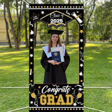 Popxstar 1PC 2025 Graduation Photo Booth Prop Frame Banner for Class of 2025 Graduate Party Shooting Photo Background Prop Decor Supplies