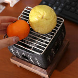 Japanese Style Charcoal Stove Aluminium Alloy Carbon Stove Portable Charcoal Grill with Grill Net Mini Square Text Stove