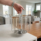 Stainless Steel Rotating Cup Holder Large Capacity Upside-Down Cup Drying Rack Saving Space with Tray Glass Cup Stand Cabinet