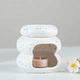 Popxstar  Detachable Ceramic Donut  Essential Oil Burner Waxes Melt Burner Warmer Candle Holder Tabletop Ornament Home Decor Yoga Spa Gift