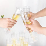 Popxstar  50Pcs Champagne Glasses Disposable Cocktail Cup Plastic Red Wine Cups Tall Glasses Gold Powder Martini Glasses Party Bar