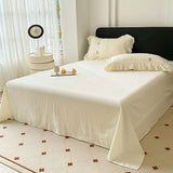 Popxstar Korean Princess Style Lace Ruffles Wedding Bedding Set Seersucker Washed Cotton Soft Duvet Cover Set Bed Sheet Pillowcase 3/4Pcs