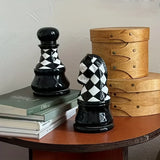 Popxstar  Retro Chess Pieces Toothpick Dispenser Ceramics Toothpick Box Creative Table Decoration & Accessories Dental Floss Case Gifts