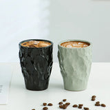 Popxstar  Japanese-style Coarse Pottery Coffee Cup Retro Hand-kneaded Pleated Mug Kitchen Livingroom Latte Concentrated Teacup Kitchenware