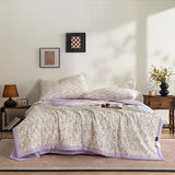 Popxstar  New cotton printed bubble double-layer yarn soybean summer quilt four-piece summer cool quilt air conditioner quilt