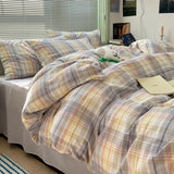 Popxstar Fashion Plaid Bedding Set 100% Cotton Duvet Cover Set Home Textiles Nordic Bed Sheet Queen King Quilt Cover Pillowcase Bed Linen