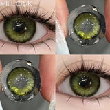 Popxstar 2pcs/Pair Graduation Color Contact Lenses Myopia Green Purple brown Yearly Colored Lens Natural Dioptric Eye with shimmer