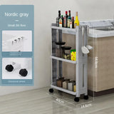Popxstar 1pc Slim Storage Cart, Floor Mount Gap Storage Rack With Wheels, Multi-layer White Movable Seam Storage Rack