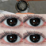 Two Pairs of Large Diameter Black Eye Color Contact Lenses Prescription Myopic Band Diopter Lenses Eye Use Cosmetics Naturally