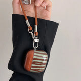 Popxstar  brown stripes clear TPU shockproof protection cover case for airpdos 1 2 3 4 pro 2 wireless bluetooth earphone charge box shell