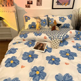 Popxstar Ins Pink Flowers Bedding Set Fashion Flat Sheet Duvet Cover No Filling Pillowcase Twin Full Queen Nordic Boy Girl Bed Linen