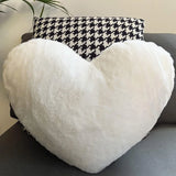 Popxstar 12/17" Faux Rabbit Fur Heart Pillow Decorative Pillows Plush Love Heart Shaped Fluffy Throw Pillow Cushion Valentine's Day Gifts