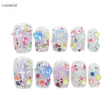 Popxstar  Summer Fake Nails Clear Handmade Press on Nails 3D Colorful Sequins Star Designs False Nails Tips Short Charms Manicure 10Pcs