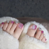 Popxstar  24Pcs Fake Toenails Colorful Cat Eyes Short Square Press On Toes Nails Simple Charm False Nails for Foot Summer DIY Manicure