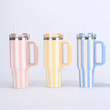 40oz Thermal Bottle With Straw Handle and Lids Drinkware Hot Cold Stainless Steel Thermos Portable Car Coffee Cups Thermal Mug