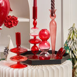 Popxstar Red Glass Candle Holders Taper Candle Stand Christmas Candle Holder Candlestick Holder Christmas Decor Green Glass