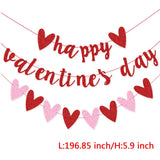 Popxstar 300cm Happy Valentine's Day Banner Paper Heart Banner Red Love Glitter Garland Banner Party DIY Decorations Photo Props Rope