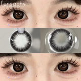 Popxstar  2pcs Myopia Lenses Black Color Contact Lenses with Prescription Degree 14.5mm Natural Soft Contact Lens for Eyes Yearly