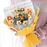 Popxstar 1PC Crochet Flowers Bouquet Finished Graduation Flower Bouquet with Gift Bag LED Lamp String Festival Decoration Handmade Gifts