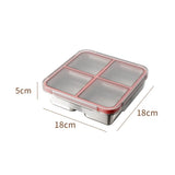 304 Stainless Steel Mini Compartment Lunch Box 4 Grid Square Microwave-safe Ice Cube Tray Leak-Proof Insulated Lunch Box