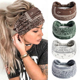 Popxstar Boho Knot Turbans Yoga Elastic Head Wrap Women Headband Wide Hairbands Headwear Floral Bandanas Fashion Hair Band Accessories