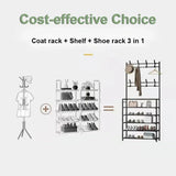 Popxstar Floor Shoe and Hat Rack Strong Load-bearing Clothes Hat Coats Shoes  Living Room Organizer Bedroom Hanger Cabinet Storage Rack