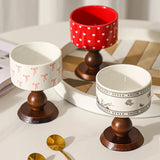 Popxstar  French ancient style retro INS decoration blue and white ceramic bowl wooden tall bowl dessert cup candle cup ice cream bowl