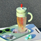 1100ML Large Capacity Plastic Straw Cup Summer Simple Office Ice Cup Water Bottle With Handle Portable Leak-proof Water Cup