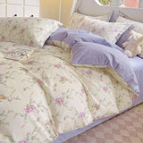 Comforter Botanical Flowers Garden Ultra Soft & Breathable 100%Nature Cotton Bedding Sets With Flat/Fitted Sheet 2 Pillowcases