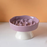 Elevated Cat Bowls Ceramic Slow Feeder Bowls Neck Protection Non-Slip Spill-Resistant for Dogs Cats Water Bowl
