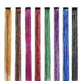 Popxstar Shiny Threads Glitter Hair Tinsel Kit Gold Silk Hair Glitter String Extensions Accessories for Women Headdress