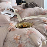 Popxstar  1000TC Lyocell Cotton Brushed Luxury Bedding Set Flowers Prints Duvet Cover Flat/Fitted Bed Sheet Pillowcases 4Pcs