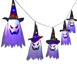 Popxstar LED Halloween Decoration Flashing Light Gypsophila Ghost Festival Dress Up Glowing Wizard Ghost Hat Lamp Decor Hanging Lantern