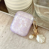 Popxstar  Luxury Purple Pearly Shell Pendant Silicone Case For AirPods 1 2 3 4 pro 2 Wireless Bluetooth Earphone Accessories