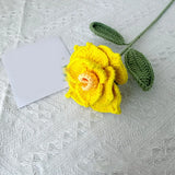 Popxstar 41cm Crochet Flower Artificial Rose Flower Bouquet Plants Homemade Hand-Knitted Fake Flower Wedding Home Table Decoration Gift