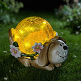 Popxstar  Solar Dog/Turtle Garden Statue Light Solar Cracked Glass Lamp Perfect Garden Gift for Outdoor Lawns, Courtyards, and Patios