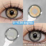 Popxstar 1Pair Myopia Lenses Color Contact Lenses With Diopters Prescription Natural Yaerly Brown Lenses Gray Colored Contacts
