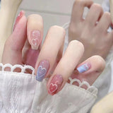 Popxstar Blush Pink False Nails Bowknot Diamond Pearl 3D Design Press on Nail Tips with Harmless Smooth Edge Nails Woman DIY Fake Nails