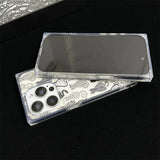 Cartoon Sketch Cats Pattern Right Angled Edge Case For iPhone 17 16 15 13 14 12 Pro Max Clear Phone Back Cover